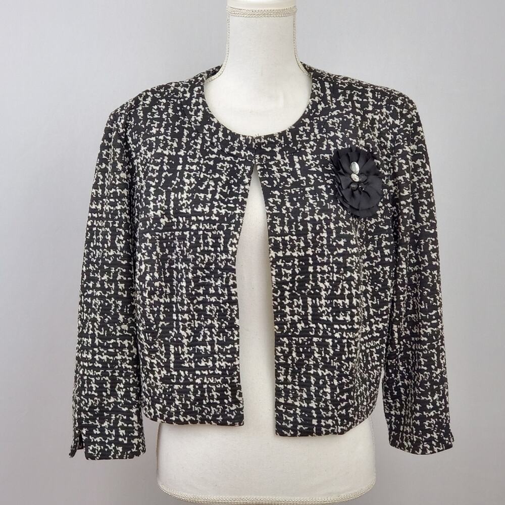 Vintage Jessica Howard Black and White Houndstooth Print Cropped Jacket